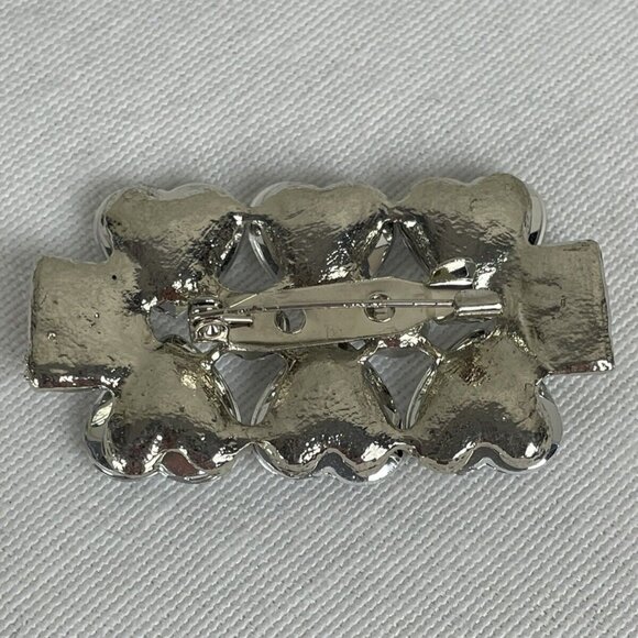 Vintage Heart Shaped Crystal Rhinestone Brooch Silver Tone Elegant Design - Picture 6 of 8